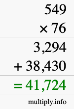 How to calculate 549 times 76 using long multiplication