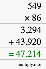 How to calculate 549 times 86 using long multiplication