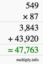 How to calculate 549 times 87 using long multiplication