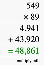 How to calculate 549 times 89 using long multiplication