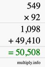 How to calculate 549 times 92 using long multiplication How to calculate 549 times 92 using long multiplication