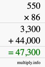 How to calculate 550 times 86 using long multiplication
