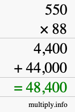 How to calculate 550 times 88 using long multiplication How to calculate 550 times 88 using long multiplication