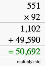 How to calculate 551 times 92 using long multiplication How to calculate 551 times 92 using long multiplication