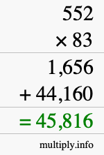How to calculate 552 times 83 using long multiplication
