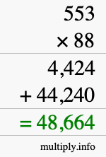 How to calculate 553 times 88 using long multiplication How to calculate 553 times 88 using long multiplication