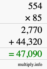 How to calculate 554 times 85 using long multiplication How to calculate 554 times 85 using long multiplication