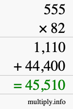 How to calculate 555 times 82 using long multiplication How to calculate 555 times 82 using long multiplication