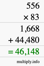 How to calculate 556 times 83 using long multiplication