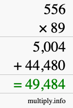 How to calculate 556 times 89 using long multiplication