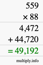 How to calculate 559 times 88 using long multiplication