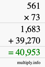 How to calculate 561 times 73 using long multiplication