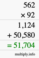 How to calculate 562 times 92 using long multiplication How to calculate 562 times 92 using long multiplication