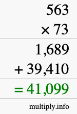 How to calculate 563 times 73 using long multiplication