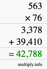 How to calculate 563 times 76 using long multiplication