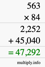 How to calculate 563 times 84 using long multiplication