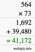 How to calculate 564 times 73 using long multiplication