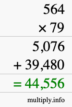 How to calculate 564 times 79 using long multiplication