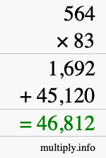 How to calculate 564 times 83 using long multiplication