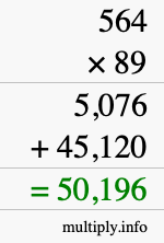 How to calculate 564 times 89 using long multiplication