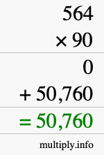 How to calculate 564 times 90 using long multiplication