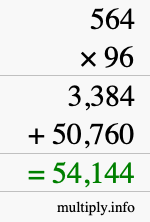 How to calculate 564 times 96 using long multiplication