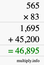 How to calculate 565 times 83 using long multiplication