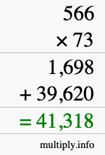 How to calculate 566 times 73 using long multiplication