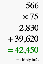 How to calculate 566 times 75 using long multiplication
