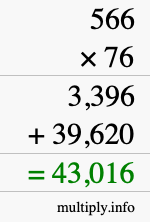 How to calculate 566 times 76 using long multiplication