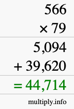 How to calculate 566 times 79 using long multiplication