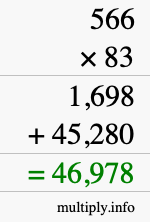 How to calculate 566 times 83 using long multiplication