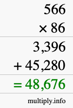 How to calculate 566 times 86 using long multiplication