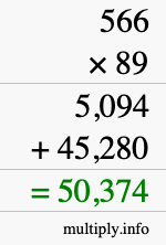 How to calculate 566 times 89 using long multiplication
