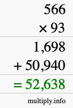 How to calculate 566 times 93 using long multiplication