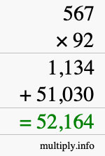 How to calculate 567 times 92 using long multiplication How to calculate 567 times 92 using long multiplication