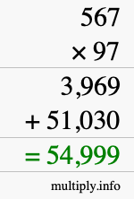 How to calculate 567 times 97 using long multiplication How to calculate 567 times 97 using long multiplication