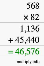 How to calculate 568 times 82 using long multiplication How to calculate 568 times 82 using long multiplication