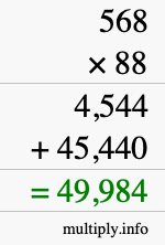 How to calculate 568 times 88 using long multiplication