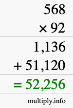 How to calculate 568 times 92 using long multiplication How to calculate 568 times 92 using long multiplication