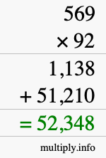 How to calculate 569 times 92 using long multiplication How to calculate 569 times 92 using long multiplication