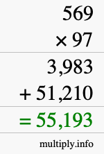 How to calculate 569 times 97 using long multiplication How to calculate 569 times 97 using long multiplication