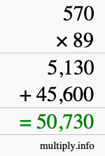 How to calculate 570 times 89 using long multiplication