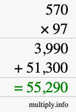 How to calculate 570 times 97 using long multiplication How to calculate 570 times 97 using long multiplication