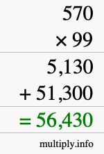 How to calculate 570 times 99 using long multiplication