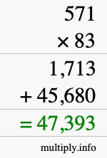 How to calculate 571 times 83 using long multiplication