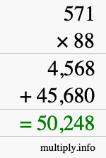 How to calculate 571 times 88 using long multiplication