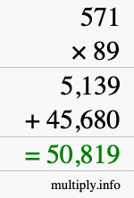 How to calculate 571 times 89 using long multiplication