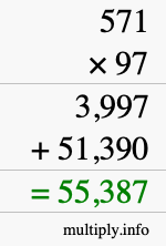 How to calculate 571 times 97 using long multiplication How to calculate 571 times 97 using long multiplication