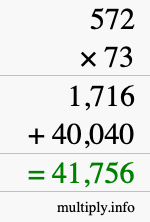How to calculate 572 times 73 using long multiplication